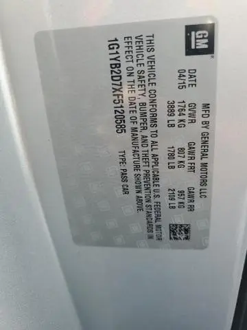 2015 CHEVROLET CORVETTE STINGRAY 1LT  