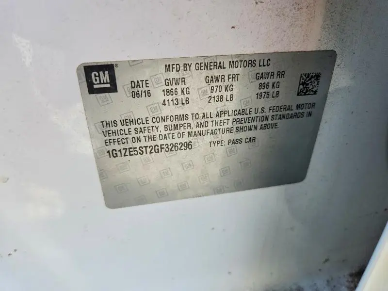 2016 CHEVROLET MALIBU LT  