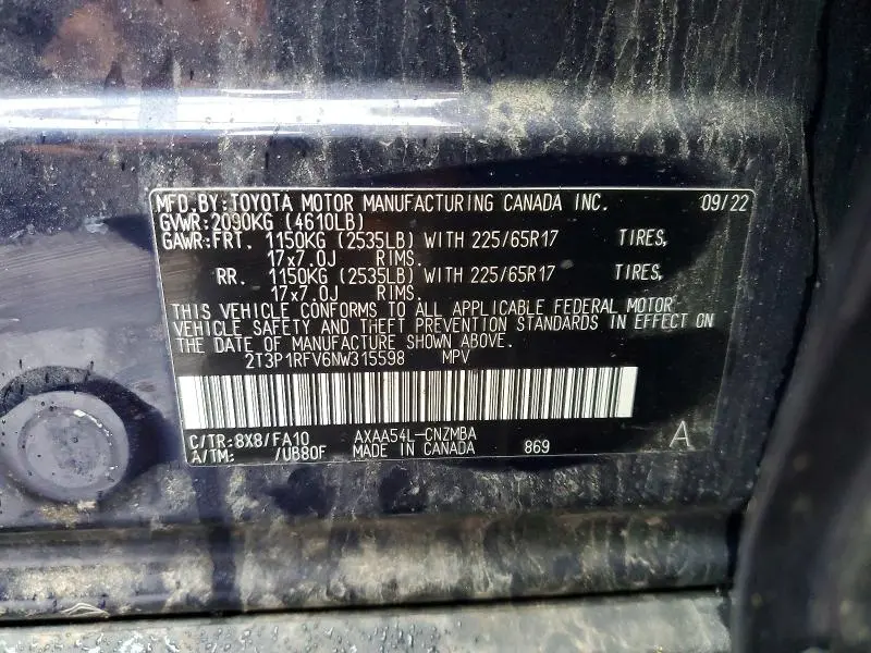 2022 TOYOTA RAV4 XLE  
