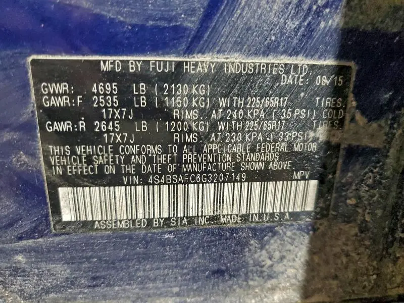 2016 SUBARU OUTBACK 2.5I PREMIUM  