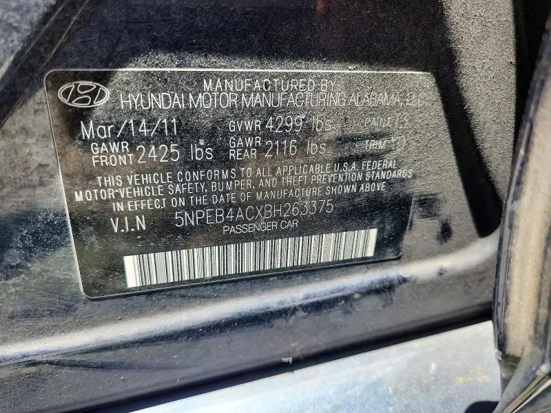2011 HYUNDAI SONATA GLS  