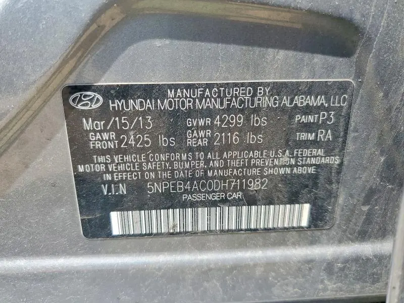 2013 HYUNDAI SONATA GLS  