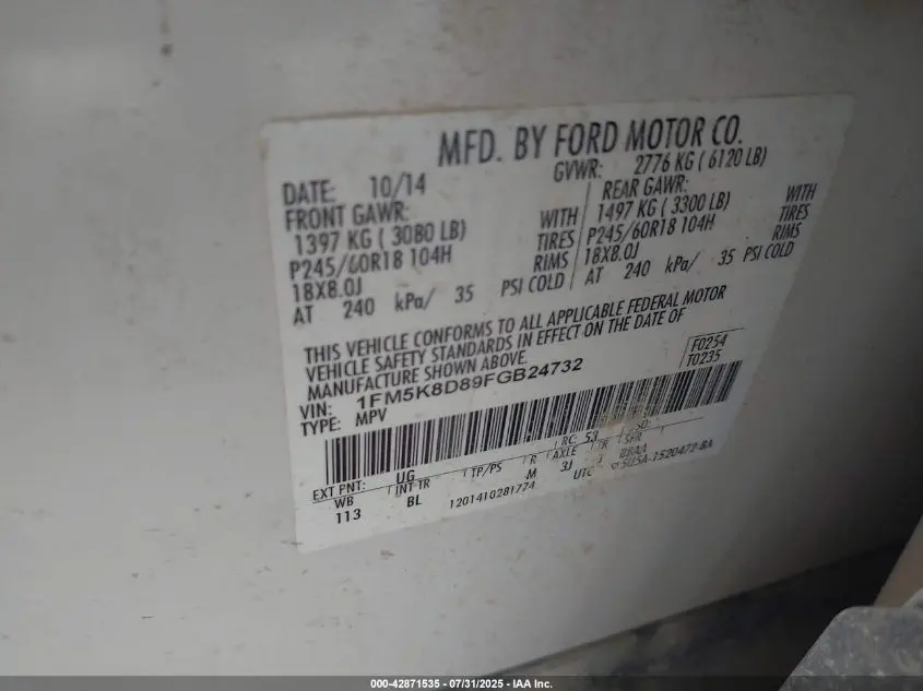 2015 FORD EXPLORER XLT