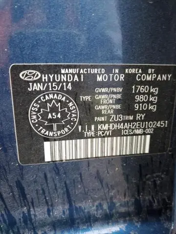 2014 HYUNDAI ELANTRA SE  