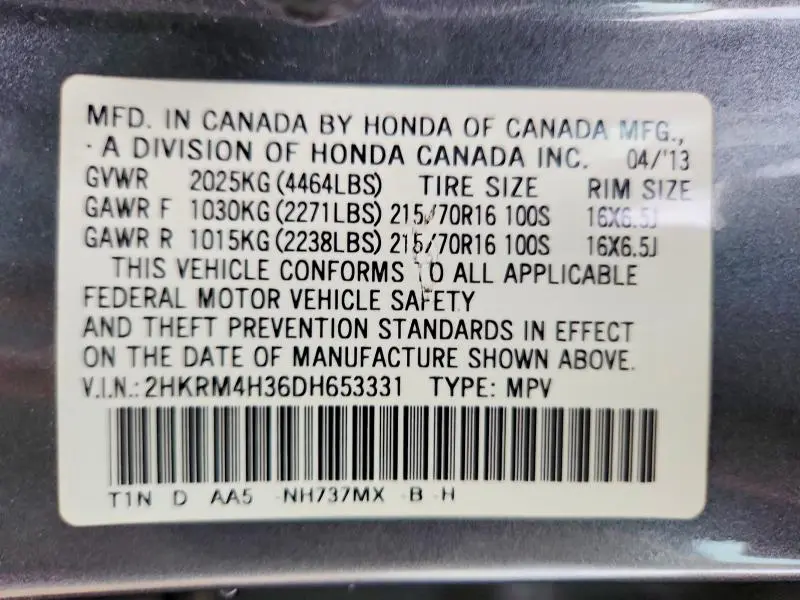 2013 HONDA CR-V LX  