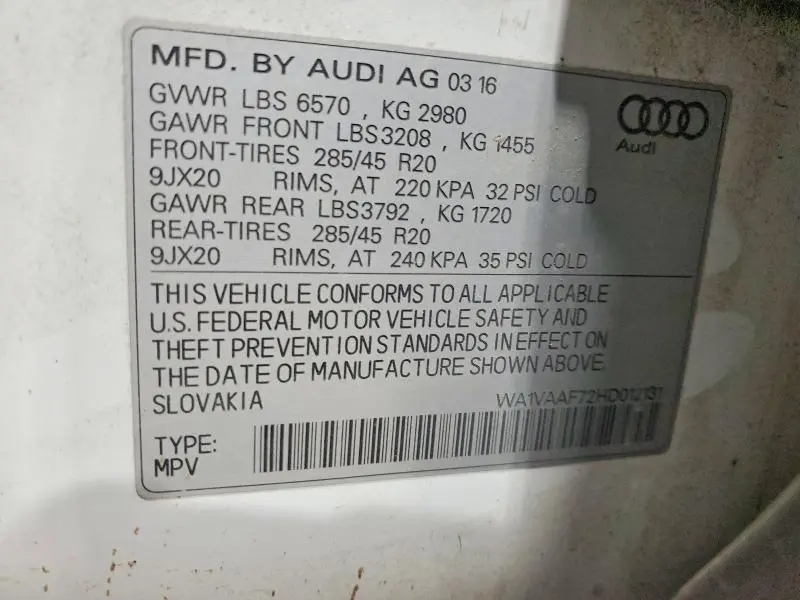 2017 AUDI Q7 PRESTIGE  