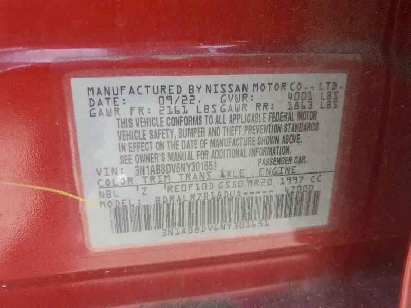 2022 NISSAN SENTRA SR  