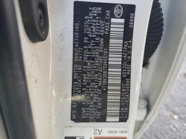 2012 TOYOTA AVALON BASE  