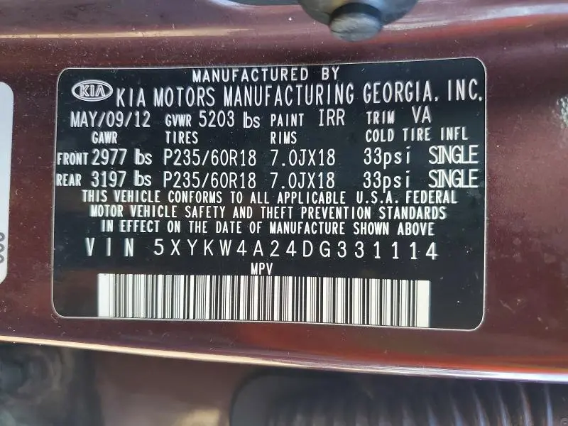 2013 KIA SORENTO   