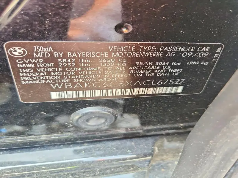 2010 BMW 750 I XDRIVE  