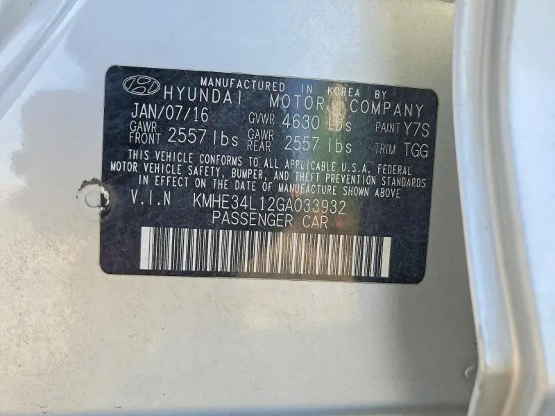 2016 HYUNDAI SONATA HYBRID  