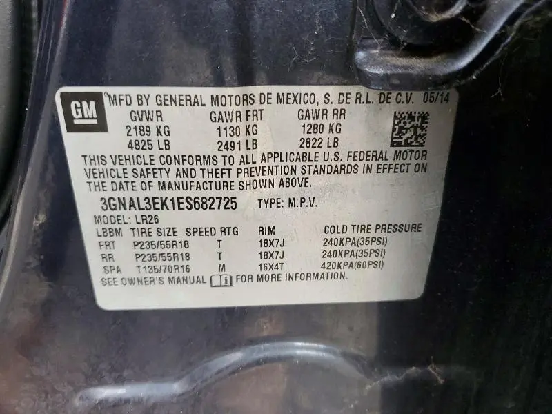 2014 CHEVROLET CAPTIVA LT  