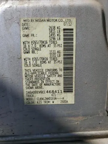 2012 NISSAN FRONTIER S  