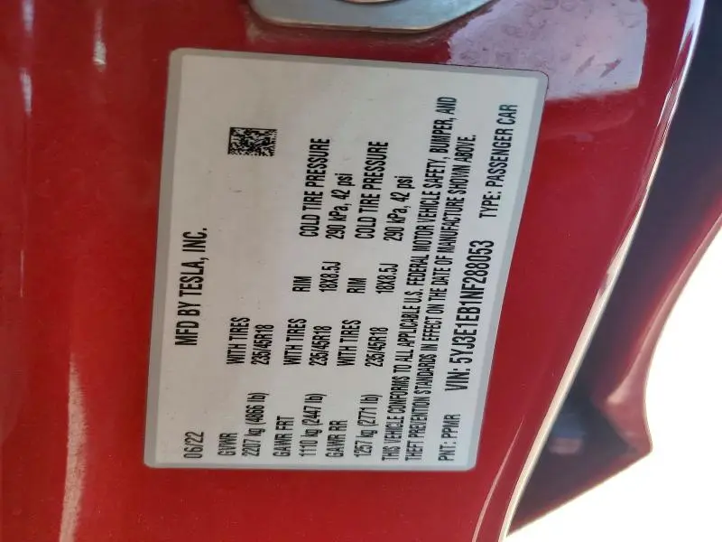 2022 TESLA MODEL 3   