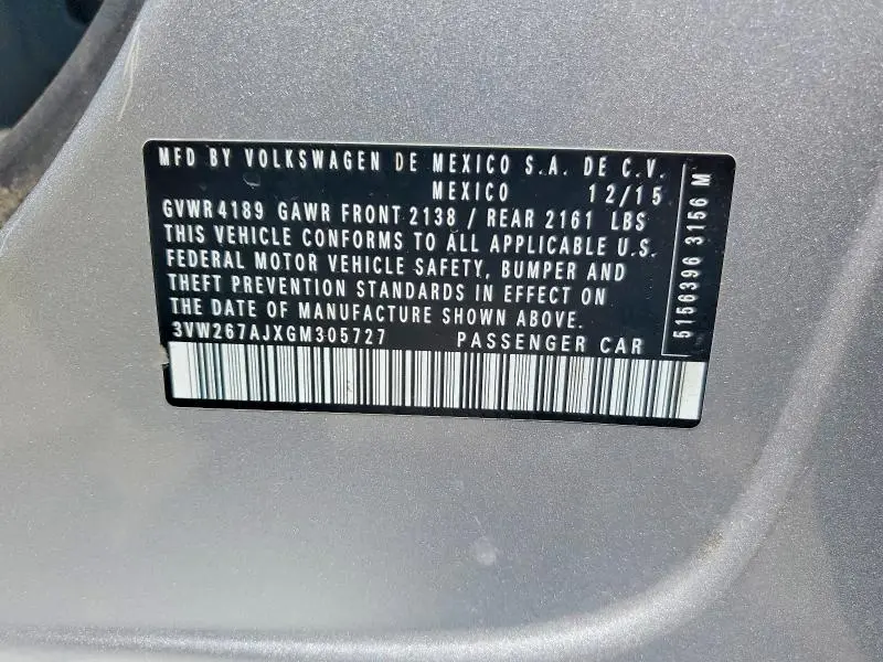 2016 VOLKSWAGEN JETTA S  