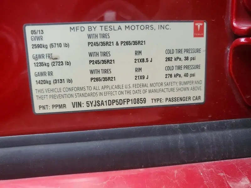 2013 TESLA MODEL S   