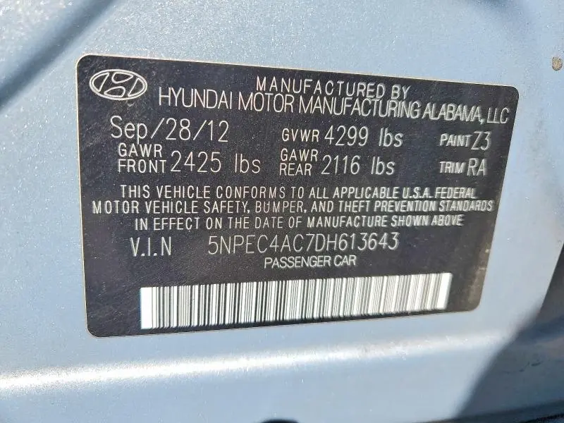 2013 HYUNDAI SONATA LIMITED  