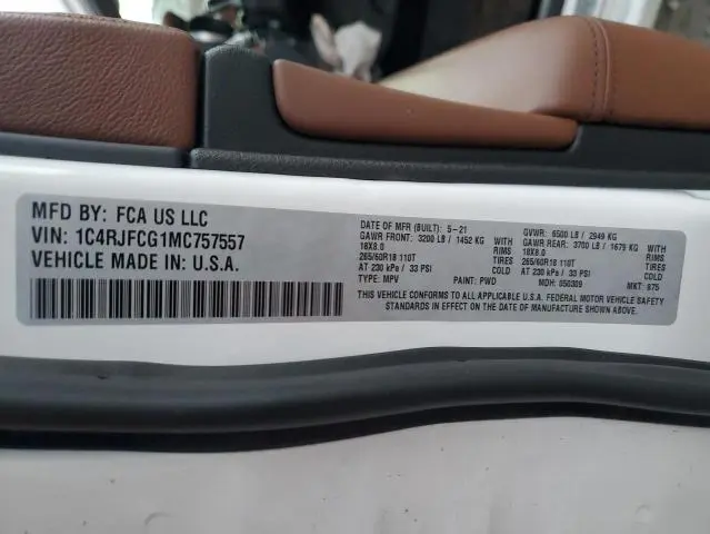 2021 JEEP GRAND CHEROKEE OVERLAND  