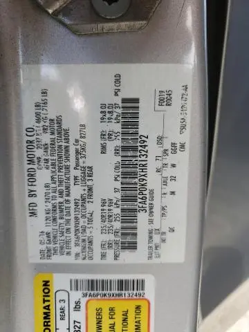 2017 FORD FUSION TITANIUM  