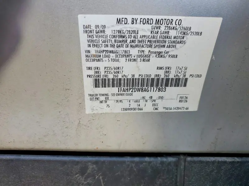 2010 FORD TAURUS SE  