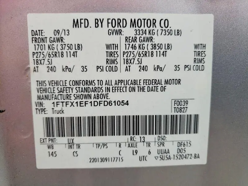 2013 FORD F150 SUPER CAB  