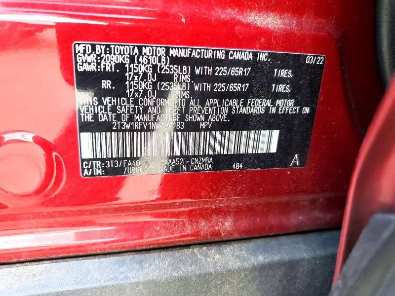 2022 TOYOTA RAV4 XLE  