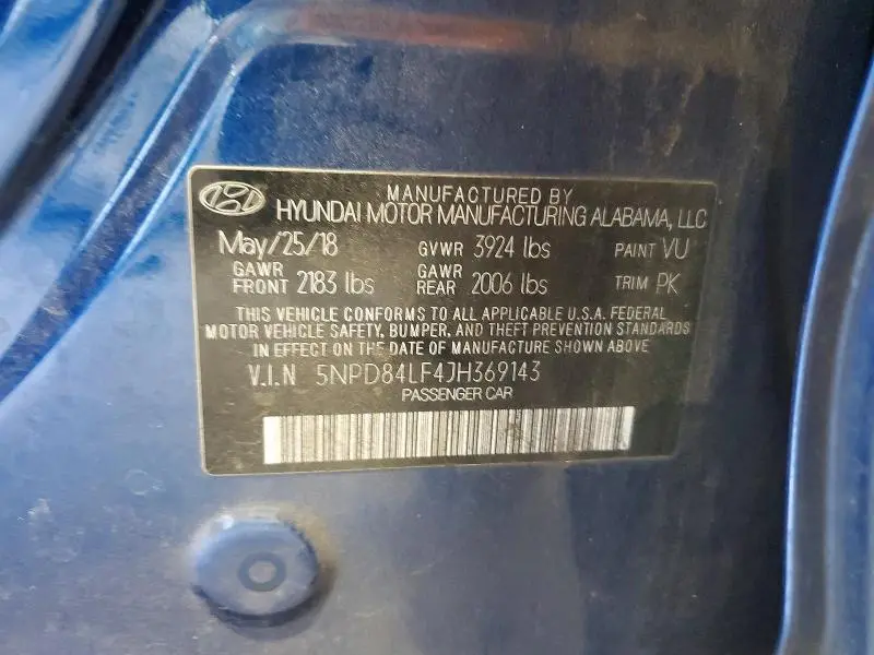 2018 HYUNDAI ELANTRA SEL  