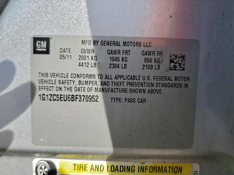 2011 CHEVROLET MALIBU 1LT  