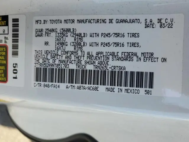 2022 TOYOTA TACOMA ACCESS CAB  