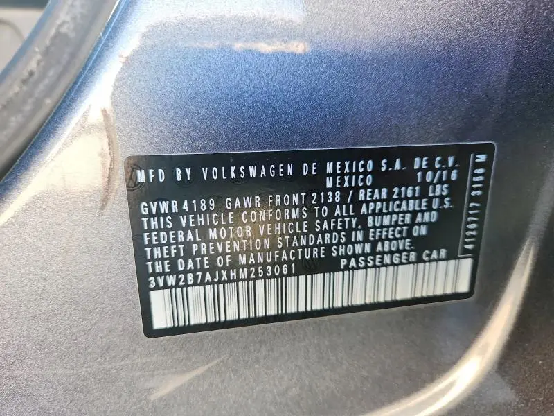 2017 VOLKSWAGEN JETTA S  