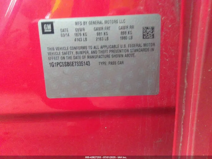 2014 CHEVROLET CRUZE 1LT AUTO