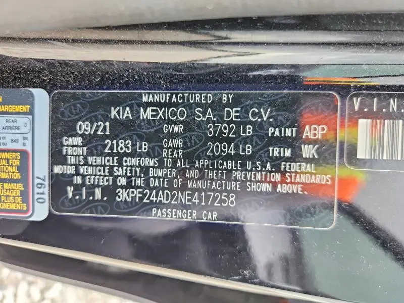 2022 KIA FORTE LXS  
