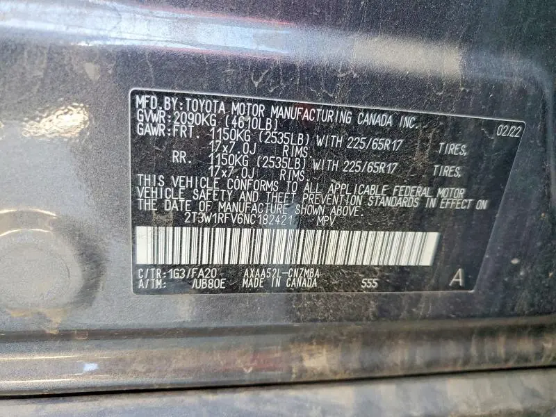 2022 TOYOTA RAV4 XLE  