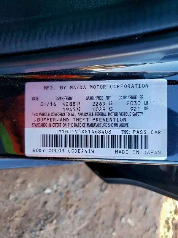 2016 MAZDA 6 TOURING  