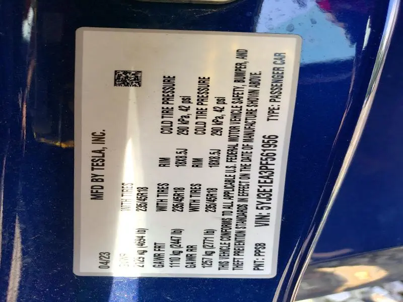 2023 TESLA MODEL 3   