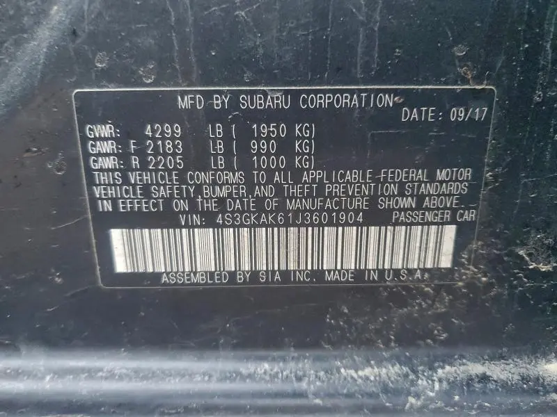 2018 SUBARU IMPREZA SPORT  