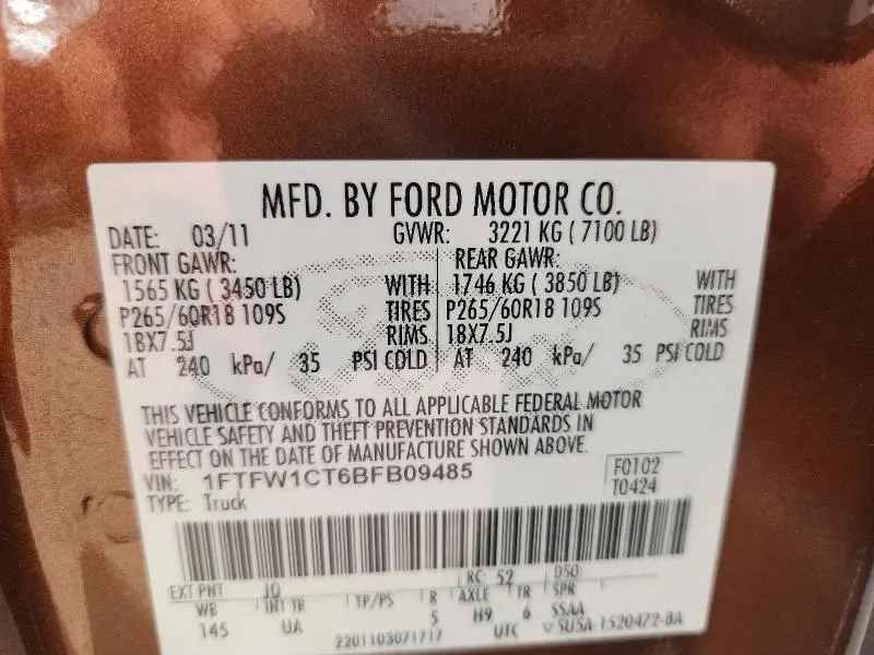2011 FORD F150 SUPERCREW  