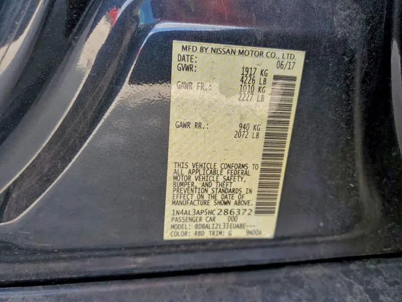 2017 NISSAN ALTIMA 2.5  