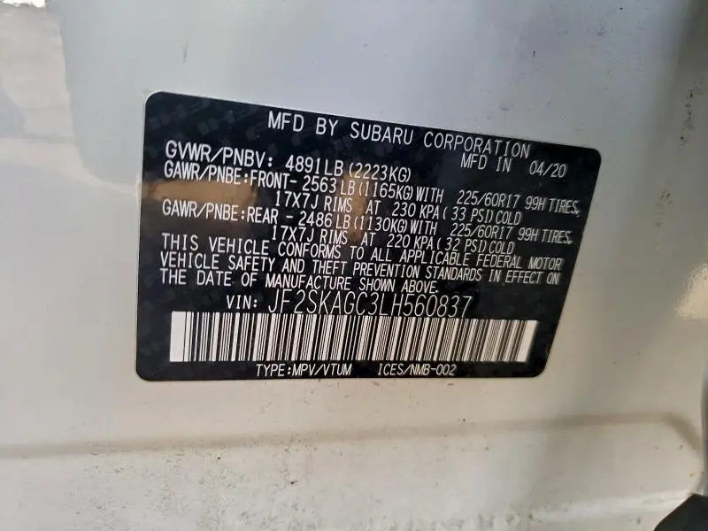 2020 SUBARU FORESTER PREMIUM  