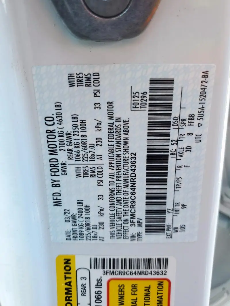 2022 FORD BRONCO SPORT OUTER BANKS  