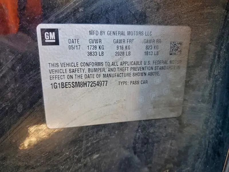 2017 CHEVROLET CRUZE LT  