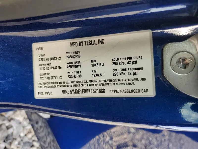 2019 TESLA MODEL 3   
