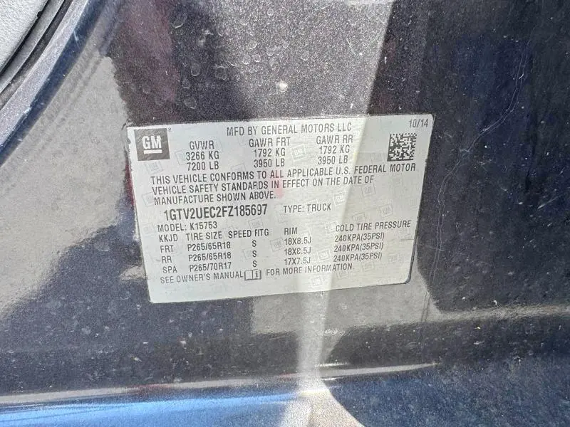 2015 GMC SIERRA K1500 SLE  