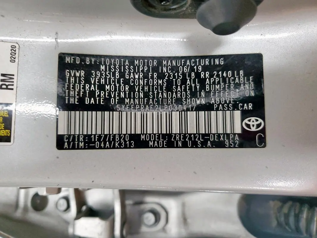 2020 TOYOTA COROLLA LE  