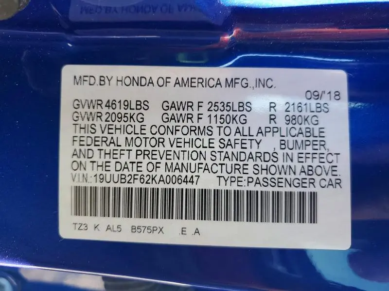 2019 ACURA TLX TECHNOLOGY  