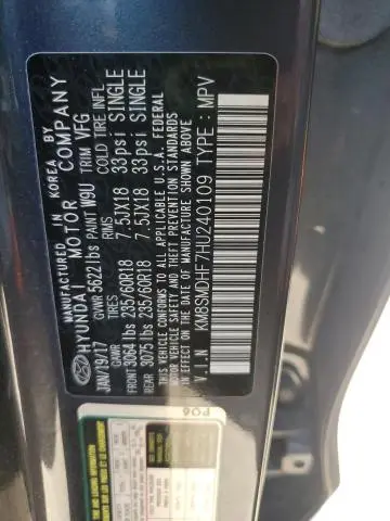 2017 HYUNDAI SANTA FE SE  
