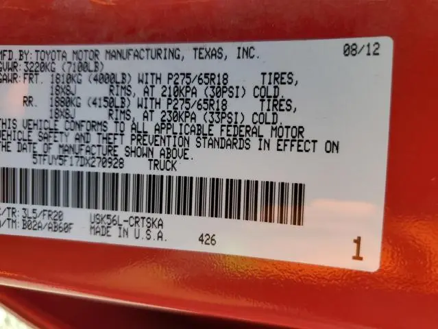 2013 TOYOTA TUNDRA DOUBLE CAB SR5  