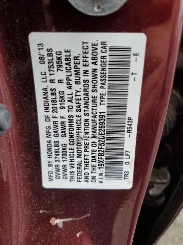 2013 HONDA CIVIC LX  
