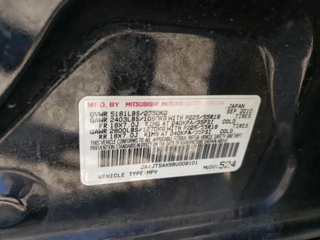 2011 MITSUBISHI OUTLANDER GT  
