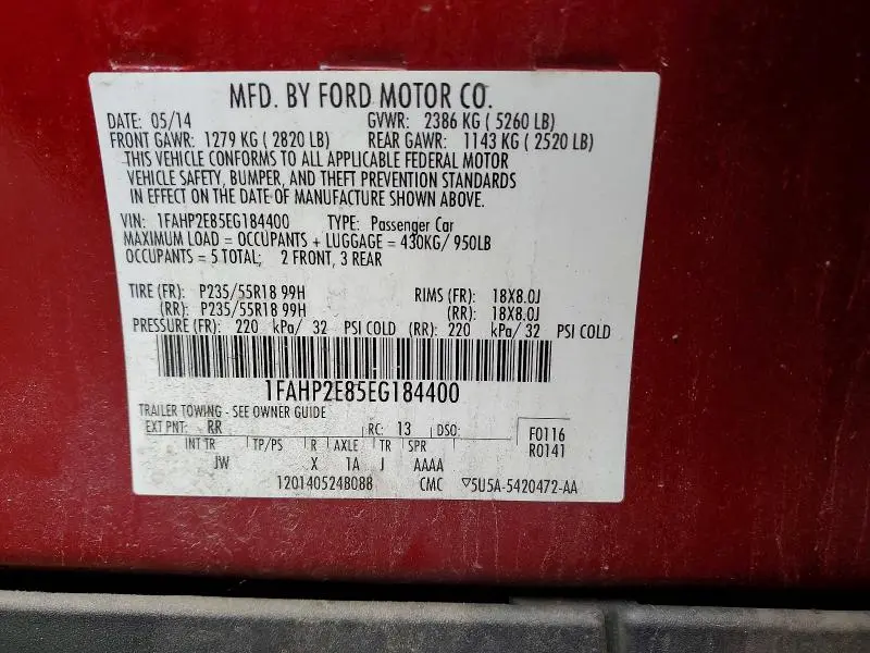 2014 FORD TAURUS SEL  